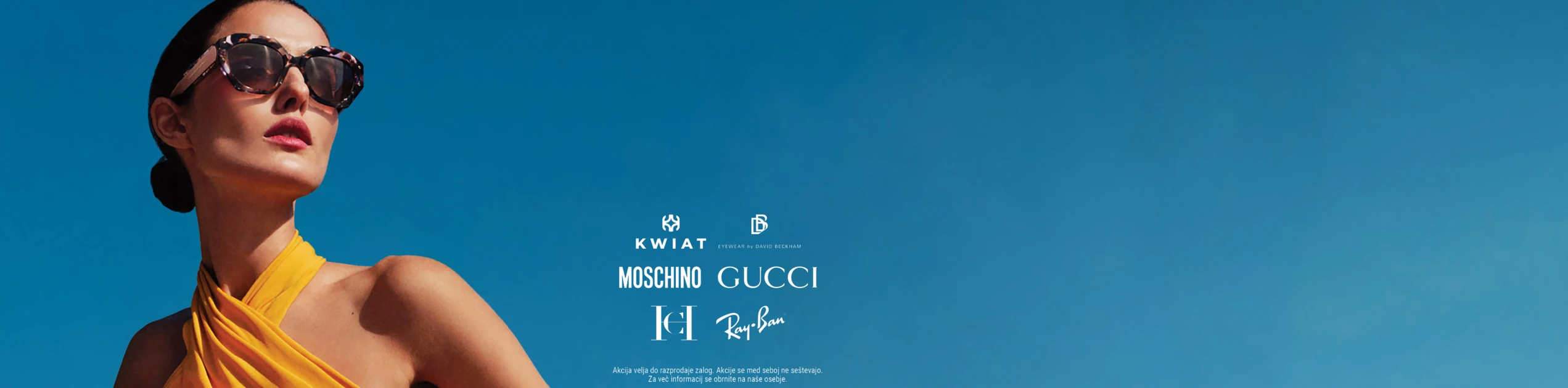 RAZPRODAJA DO -70% - Poletna razprodaja sončnih očal iz zaloge — Gucci, Ray-Ban, Moschino, Kwiat in druge znamke.
