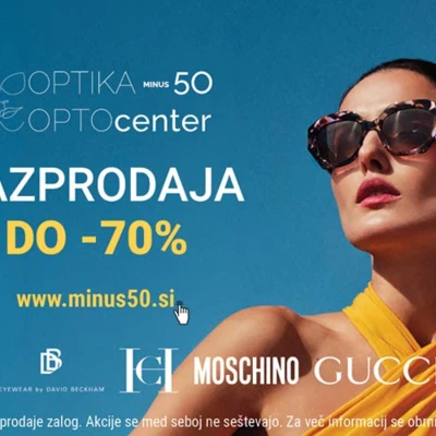 Poletna razprodaja pri Optiki Minus 50 do -70% na SONČNA  očala priznanih znamk IZ ZALOGE